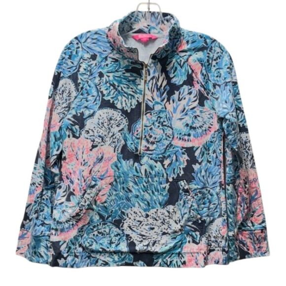 Lilly Pulitzer Sweatshirt Womens Small Skipper Popover 1/2 Zip Pullover Stretch - Picture 1 of 8